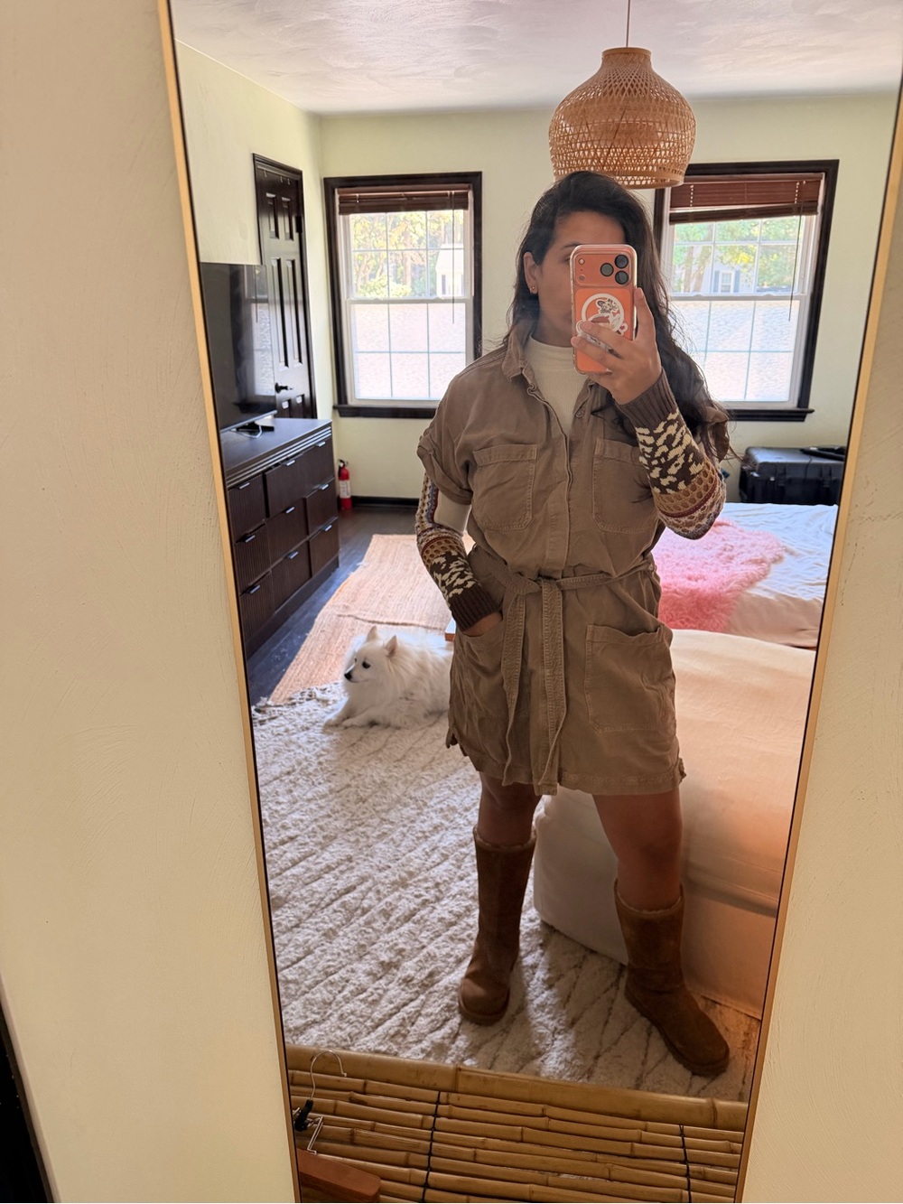 Etica denim austyn safari jumpsuit dress button up down khaki shift dress belted